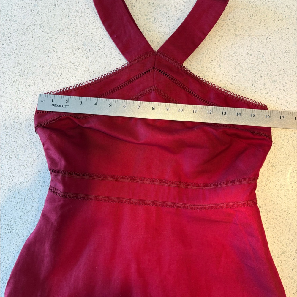 Elegant Cranberry Red Sleeveless Midi Dress - Picture 10 of 14